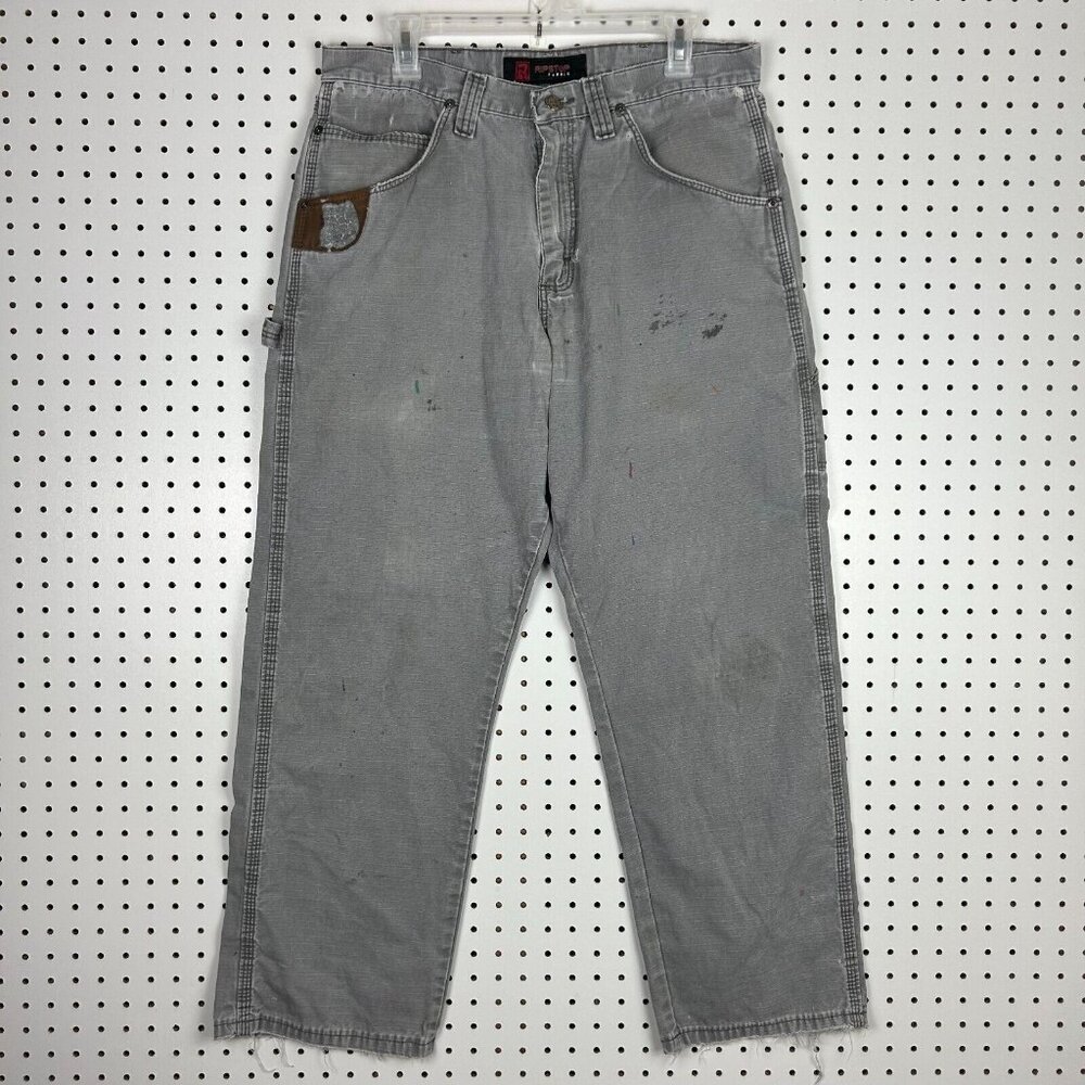 Wrangler Riggs Ripstop Work Wear Pants‎ 34x30 Gray Distressed Worn Skate Y2K